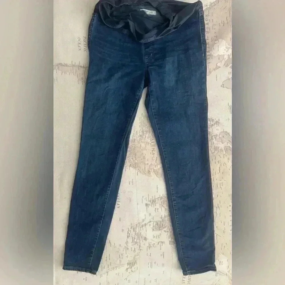 Madewell Maternity Over-The-Belly Skinny Denim Jeans Pants Dark Wash Size 28 - Picture 4 of 13